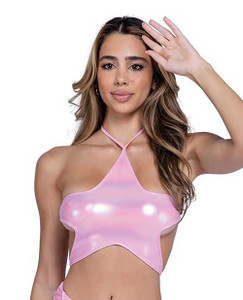 Metallic Iridescent Star Tie Top - Pink SM Apparel Roma Confidential