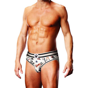 Prowler Leather Pride Open Back Brief - XL - White/Black Apparel Prowler Red