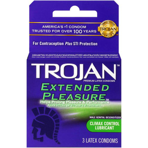 Trojan Extended Pleasure Condoms 3pk Adult Novelties Trojan