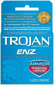 Trojan ENZ Armor Spermicidal 3pk Adult Novelties Trojan
