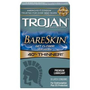 Trojan Bareskin 40% Thinner 10pk Adult Novelties Trojan