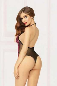 Crossed Dye Lace Bodysuit - One Size - Black Lingerie Seven Til' Midnight