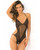 Rene Rofe Crotchless Mesh & Lace Teddy Black S/M Lingerie Rene Rofe