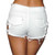 BeWicked Buckled Down Denim Shorts White Med Apparel BeWicked