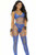 Opaque and Net Footless Bodystocking - One Size - Blue Apparel Elegant Moments