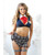 Play Learning Curves Bowtie, Top, Gartered Skirt, G-String Blue L/XL Lingerie Fantasy Lingerie
