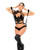 1 pc Cat Girl Bodysuit w/Attached Wrist Straps Black S/M Lingerie Mapale