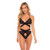 Cut Out Galloon Lace Bra Set - Black - S/M Apparel 