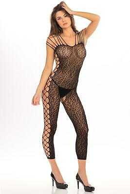 Animal Crotchless Bodystocking - One Size - Black Lingerie Rene Rofe