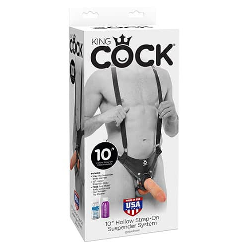King Cock 10" Hollow Strap-on Suspender System - Flesh Adult Novelties King Cock