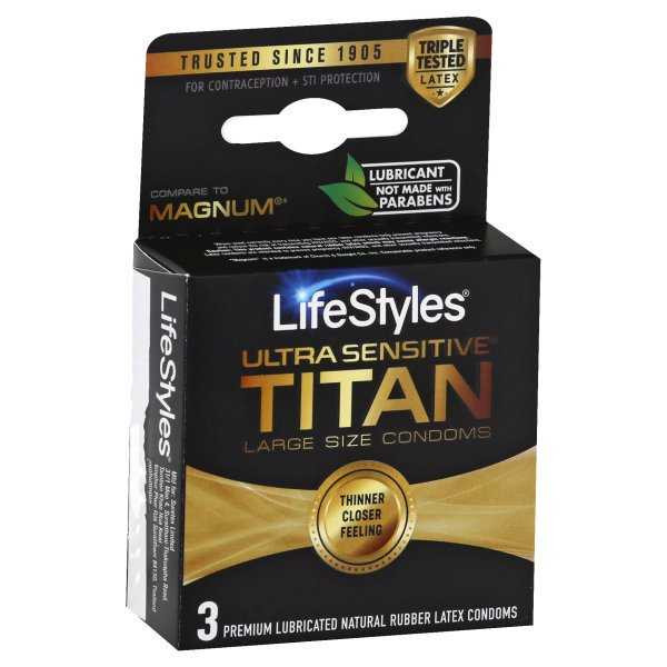 Lifestyles Ultra Sensitive Titan Large 3 Pack Adult Novelties Lifestyle