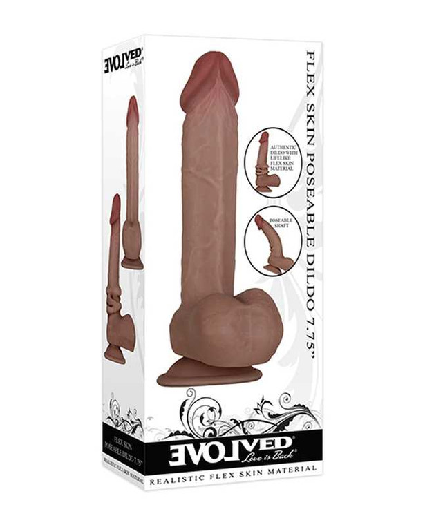 Evolved Flexskin Poseable Dildo 7.75" - Dark Adult Novelties Evolved