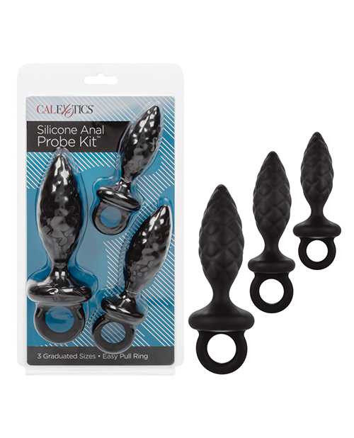 Silicone Anal Probe Kit - Black Adult Novelties CalExotics