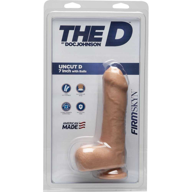 The D 7" Uncut D w/Balls - Vanilla Adult Novelties Doc Johnson
