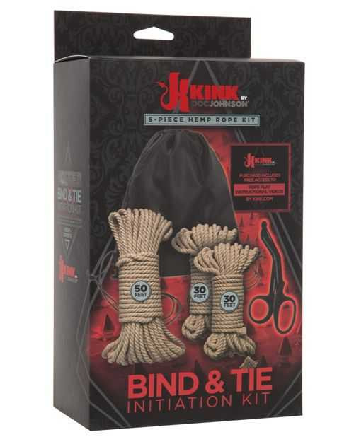 Kink Bind & Tie Initiation Hemp Rope Kit - 5 pc Kit Adult Novelties Kink