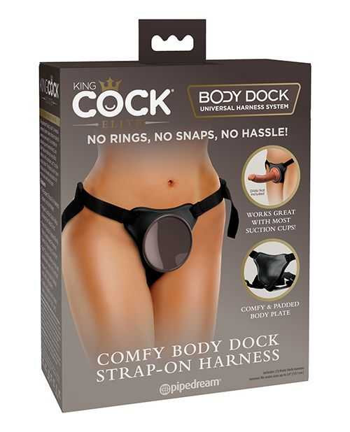 King Cock Elite Comfy Body Dock Strap On Harness - Black Adult Novelties King Cock