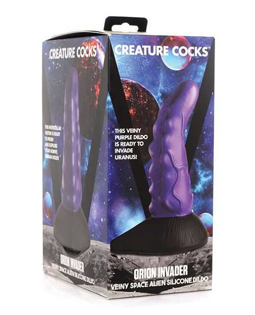 Creature Cocks Orion Invader Veiny Space Alien Silicone Dildo - Purple/Black Adult Novelties XR Brands