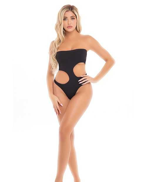 Pink Lipstick Fatale Cutout Bodysuit Black O/S Lingerie Pink Lipstick