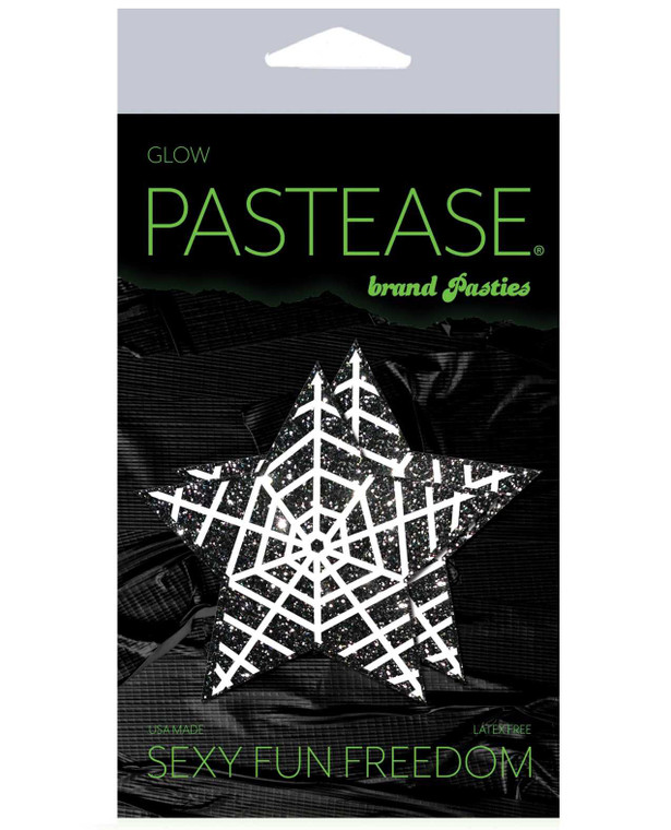 Pastease Halloween Glitter Web - Glow in the Dark Black/White Lingerie Pastease