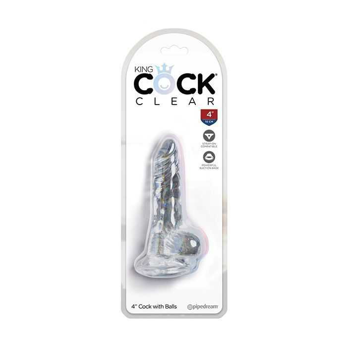 King Cock Clear 4" Cock w/Balls Adult Novelties King Cock