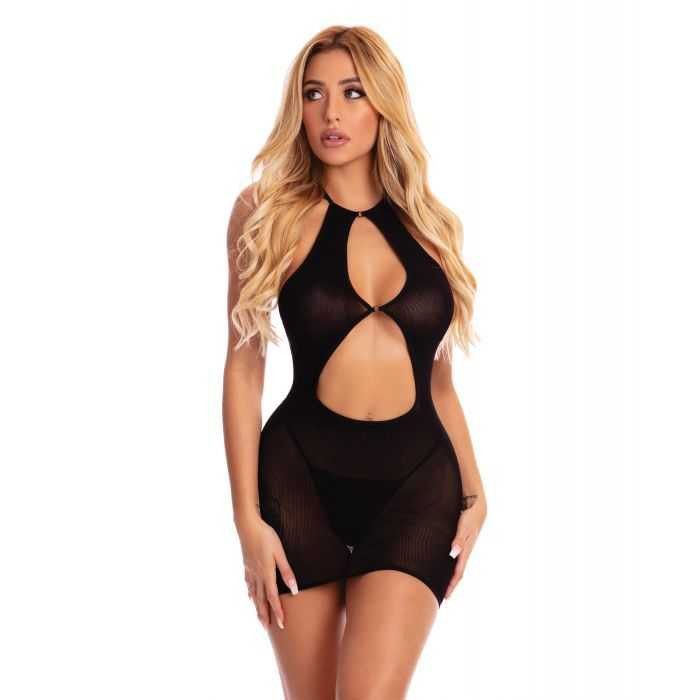 Pink Lipstick Follow Me Mini Dress Black O/S Apparel Pink Lipstick