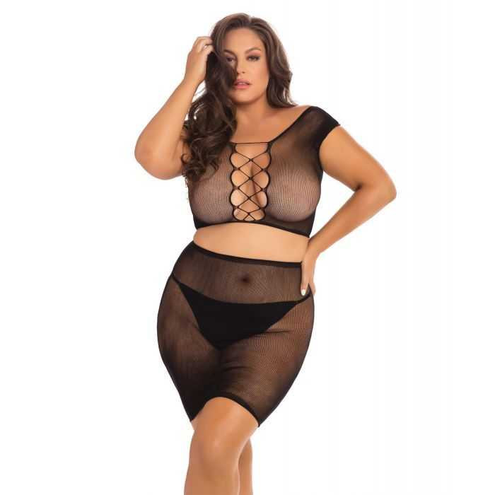 Rene Rofe Back Story Skirt Set Black 1X-3X Apparel Rene Rofe