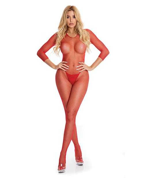 Pink Lipstick Risqué Crotchless Bodystocking Red M/L Apparel Pink Lipstick