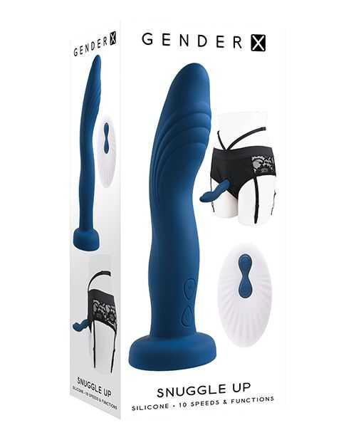 Gender X Snuggle Up Dual Motor Strap On Vibe w/Harness - Blue Adult Novelties Gender X