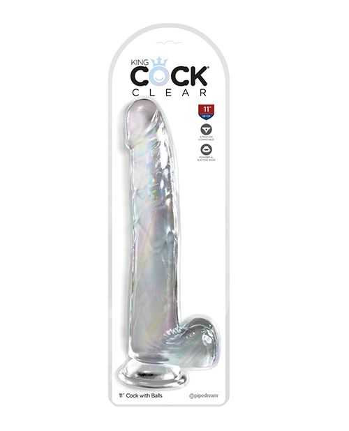 King Cock Clear 11" Cock w/Balls - Clear Adult Novelties King Cock