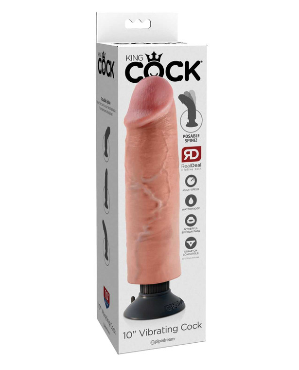 King Cock 10" Vibrating Cock - Flesh Adult Novelties King Cock
