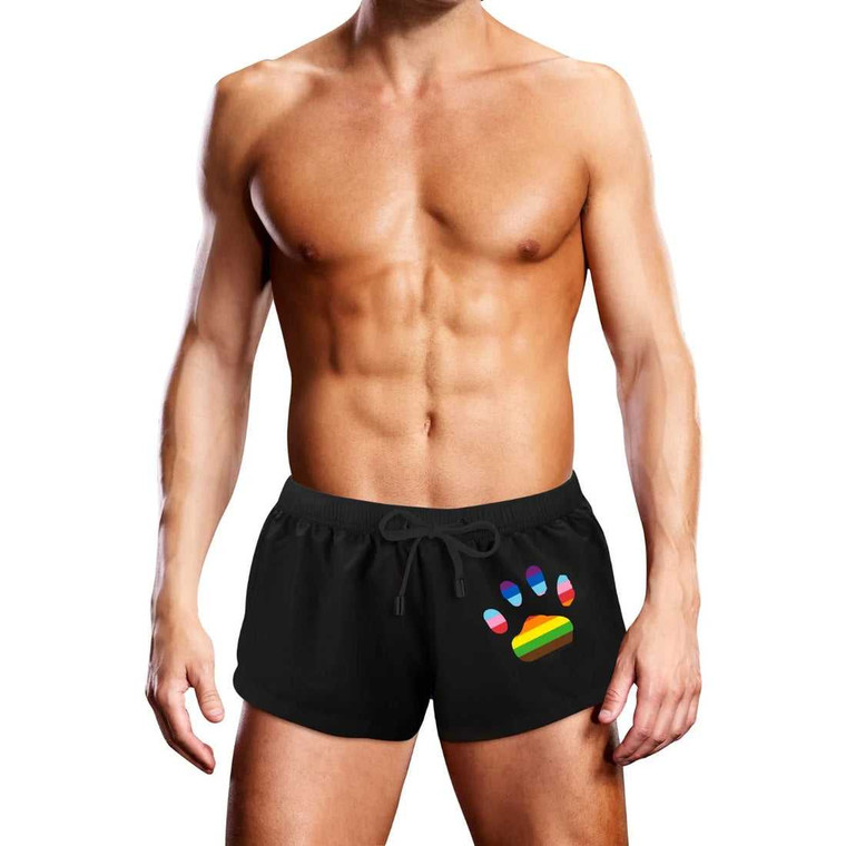 Prowler Oversized Paw Swimming Trunk - Large - Black/Rainbow Apparel Prowler Red