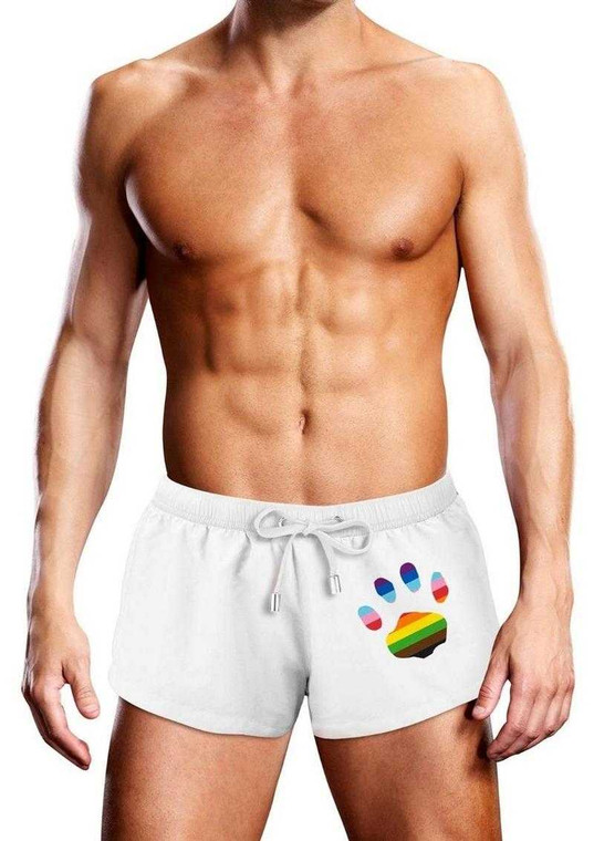 Prowler Oversized Paw Swimming Trunk - Medium - White/Rainbow Apparel Prowler Red