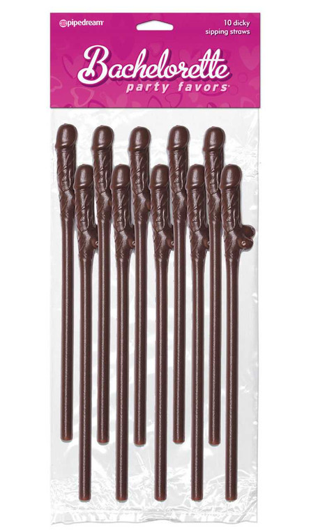 Bachelorette Party Favors 10 Dicky Sipping Straws Brown Bachelorette Bachelorette