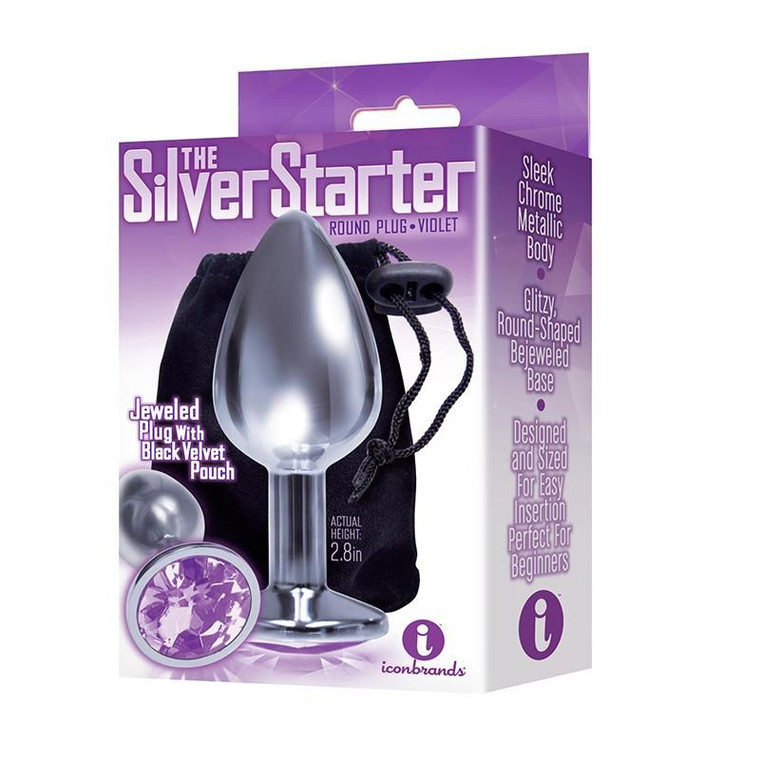 The 9's the Silver Starter Bejeweled Stainless Steel Plug - Violet/ Pink