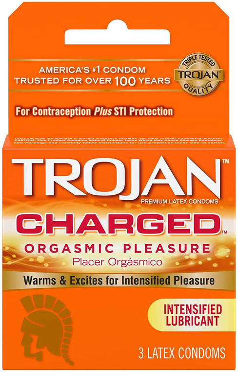 Trojan Intensified Charged Orgasmic 3pk Adult Novelties Trojan