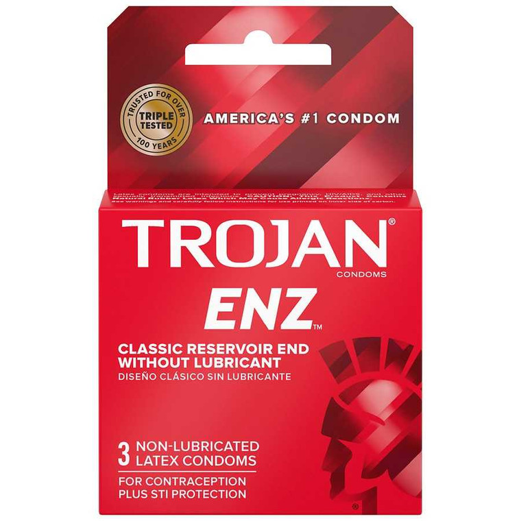 Trojan ENZ Non-Lubricated 3pk Adult Novelties Trojan