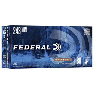 Federal Power-Shok, 243 Win, 80gr, Jacketed Soft Point, 3330 fps