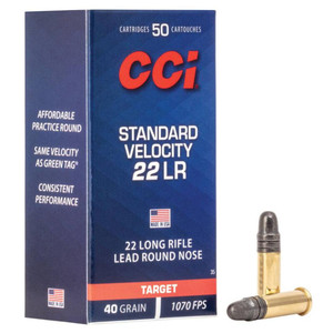 CCI Standard Velocity, 22 LR, 40 Grain, Lead Round Nose, 1070 fps