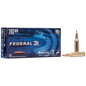 Federal Varmint & Predator, 243 Win, 75, Hornady V-Max, 3425 fps
