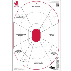 Ruger Paper Shooting Targets, Handgun Trainer, 12"W x 18"H, 20-Targets Per Pack