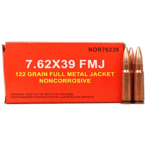 Norinco Non-Corrosive Ammunition - 7.62x39, 122gr, FMJ Norinco Non-Corrosive Ammunition - 7.62x39, 122gr, FMJ