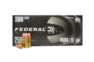 Federal Black Pack, 9mm Luger, 115 Gr, FMJ, 250 rounds