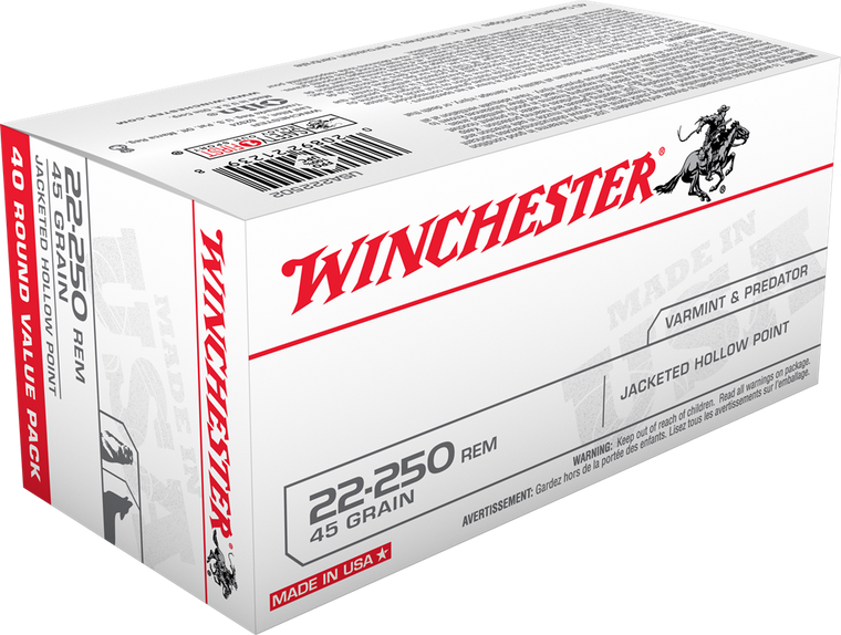 Winchester 22-250 Rem 45gr HP 40pk