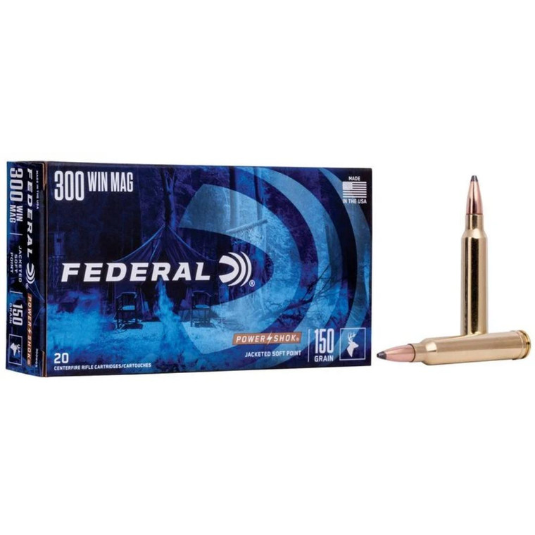 Federal Power-Shok, 300 Win Mag, 150gr, Jacketed Soft Point, 3150 fps
