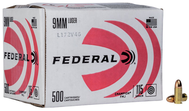 Federal Champion 9mm Luger 115gr FMJ 500ct Box