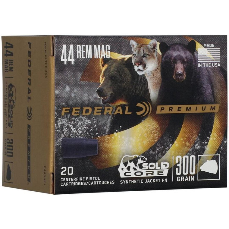 Federal Solid Core, 44 Rem Magnum, 300gr, Solid, 1150 fps
