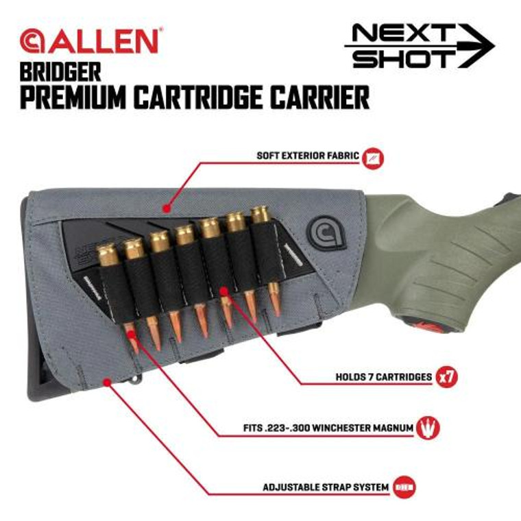 Allen Next Shot Bridger Premium Cartridge Carrier, Buttstock, Gray