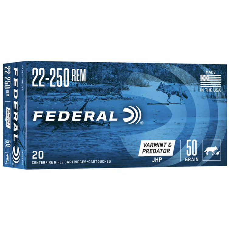 Federal AE 22-250 Rem 50gr JHP