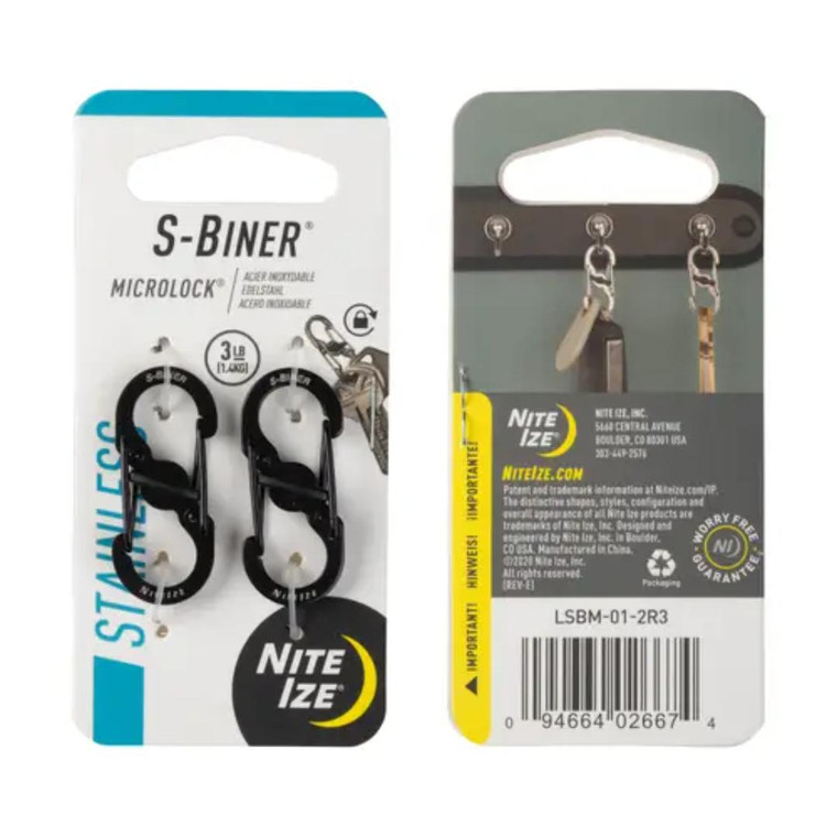 Nite Ize S-Biner® MicroLock® Stainless Steel - 2 Pack - Black