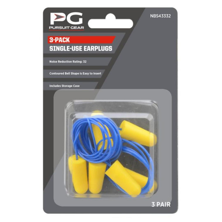 Pursuit Gear 3 Pairs PU Foam Earplugs with Ear Wire